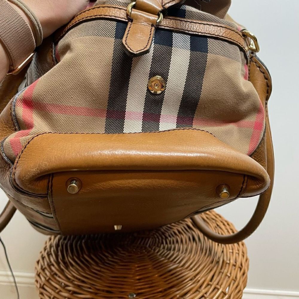Burberry Nova Check Baby Bag Oversized Travel Duffle Purse Canvas Leather - Picture 5 of 16